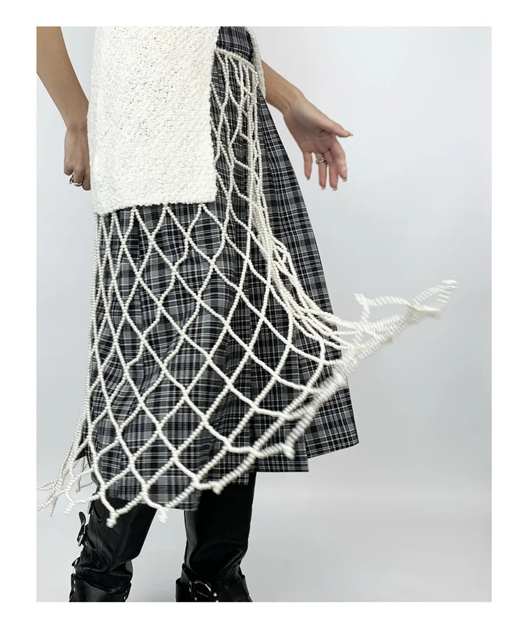 Newest 2025 Designer Hand weave Fashion Women's Long Pearls Beaded Dress