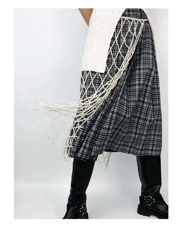 Newest 2025 Designer Hand weave Fashion Women's Long Pearls Beaded Dress