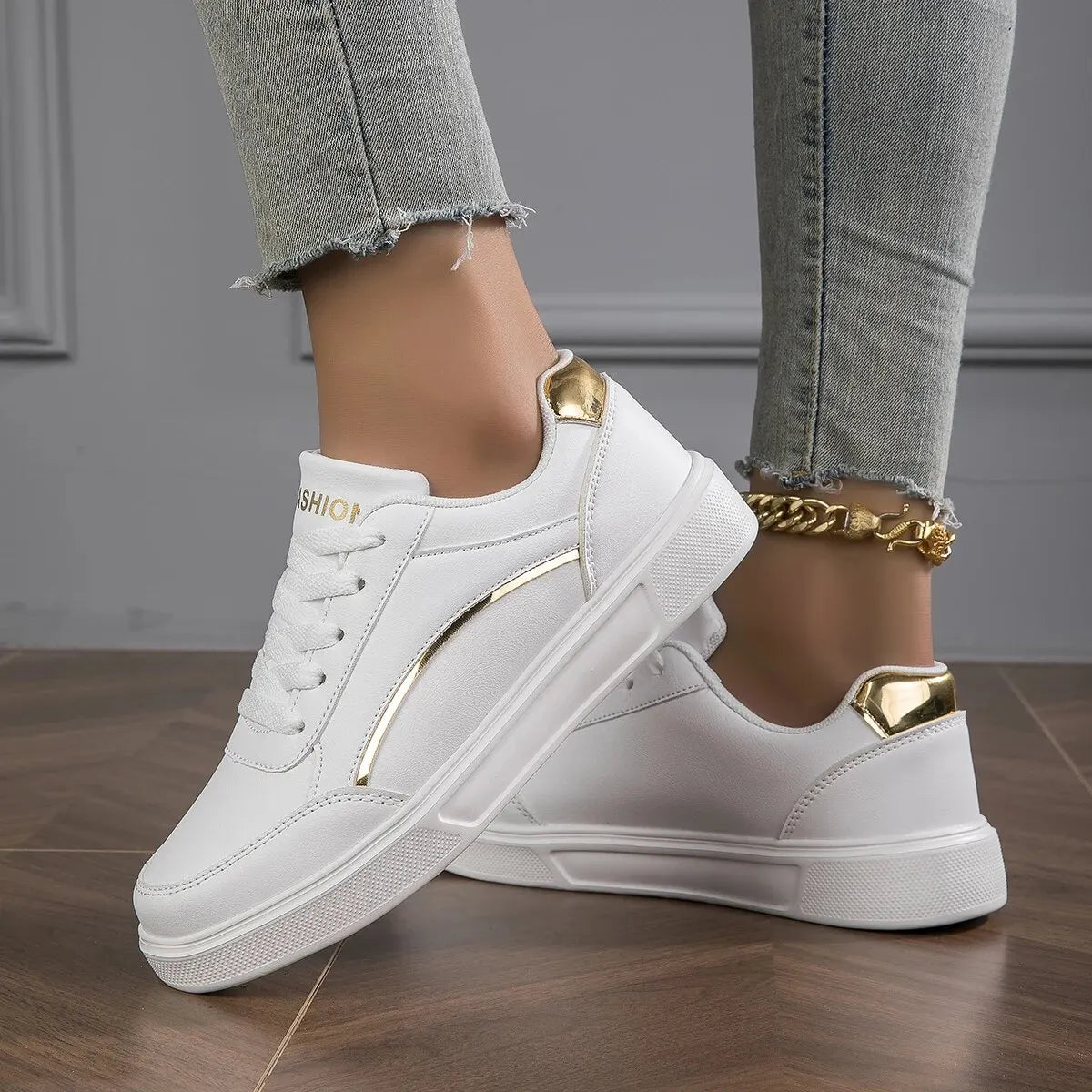 Women Casual Sneakers Leather Platform Sneakers for Women Classics Comfort Skateboarding Shoes Non-Slip