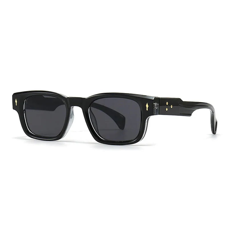 SHAUNA Retro Rivets Sunglasses Brand Designer Trending Rectangle Sun Glasses UV400