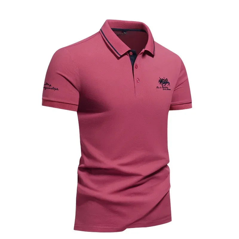 2025 summer Men's Short Sleeve Embroidered Polo T-Shirt Lightweight Casual Streetwear Lapel Vintage Business tshirts