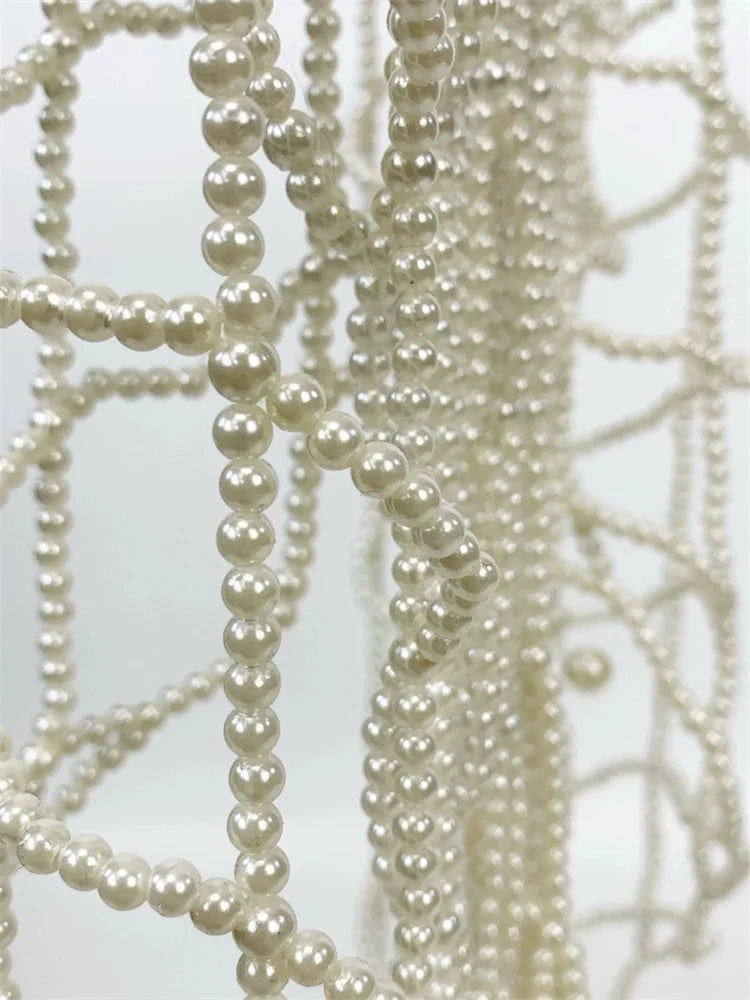 Newest 2025 Designer Hand weave Fashion Women's Long Pearls Beaded Dress