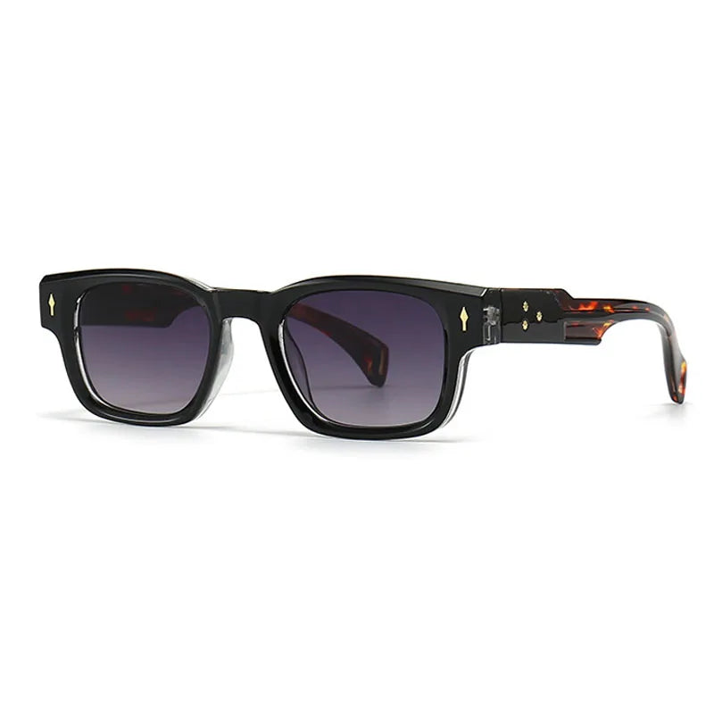 SHAUNA Retro Rivets Sunglasses Brand Designer Trending Rectangle Sun Glasses UV400