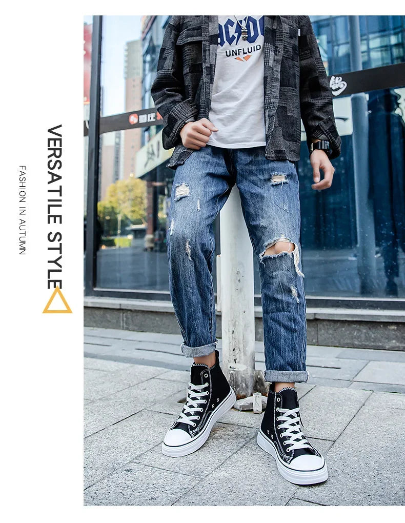 Men Sneakers Men Shoes Vulcanize Canvas Shoes High Top Sport Shoes Casual Breathable Platform Shoes Man Trainers