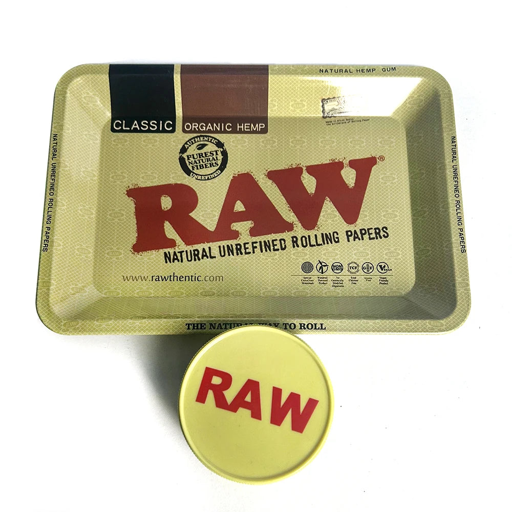60MM Plastics Herb Grinder 2 layer Cigarette Spice Crusher With 18x12.5cm Metal Tobacco Rolling Tray Smoking Accessories