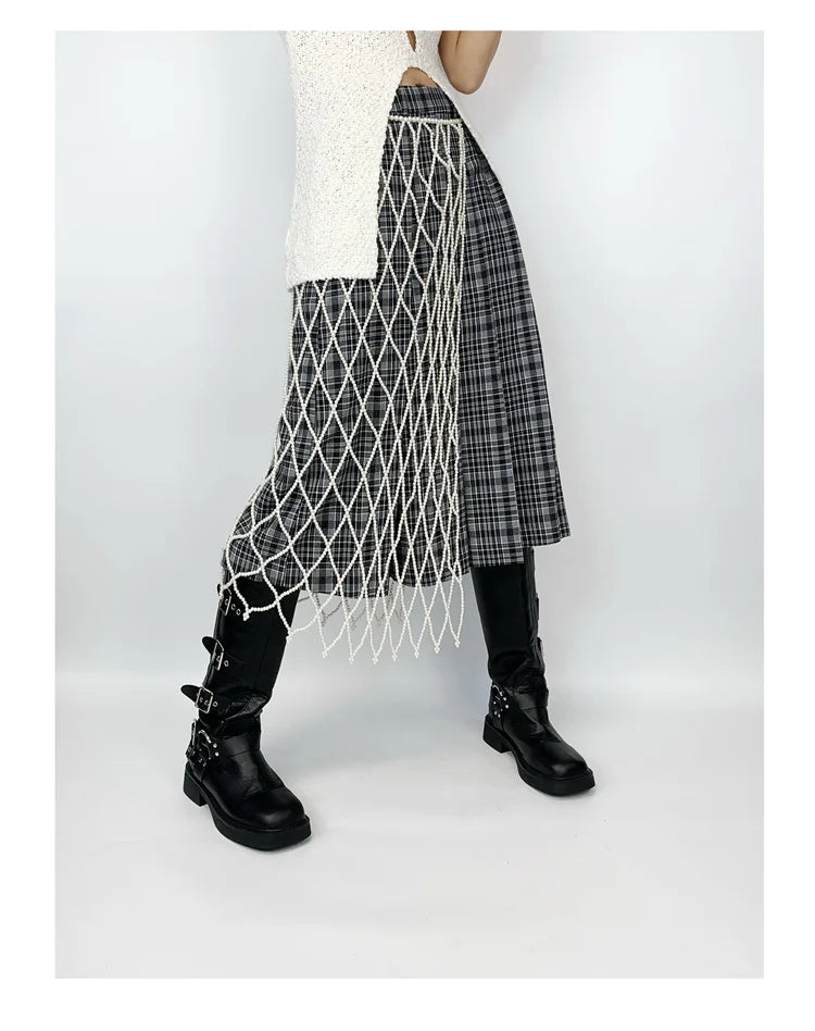 Newest 2025 Designer Hand weave Fashion Women's Long Pearls Beaded Dress