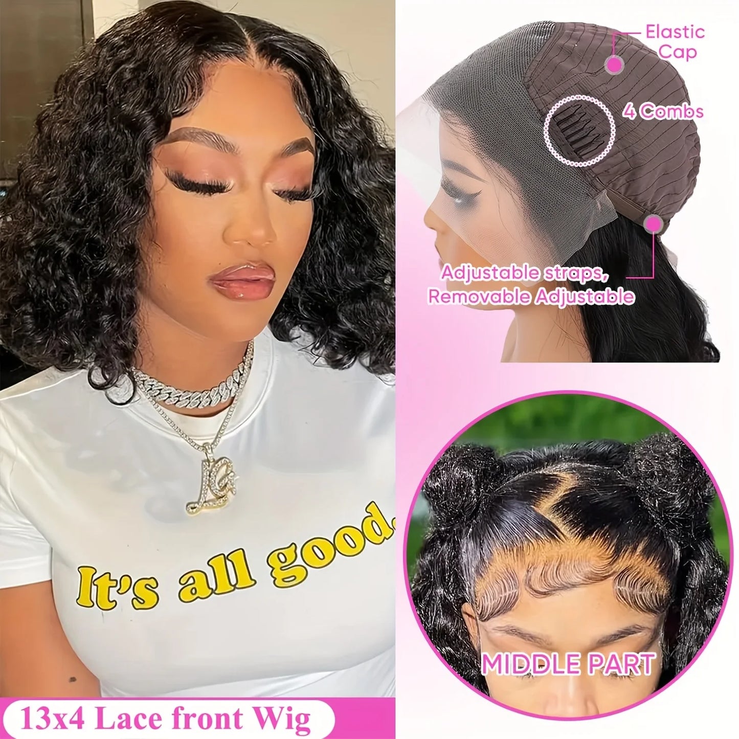 13x4 Burmese Curly Deep Wave Curly Human Hair Wig Glueless Wet and Wavy Lace Front Human Hair Wigs For Woman on Clearance Sale