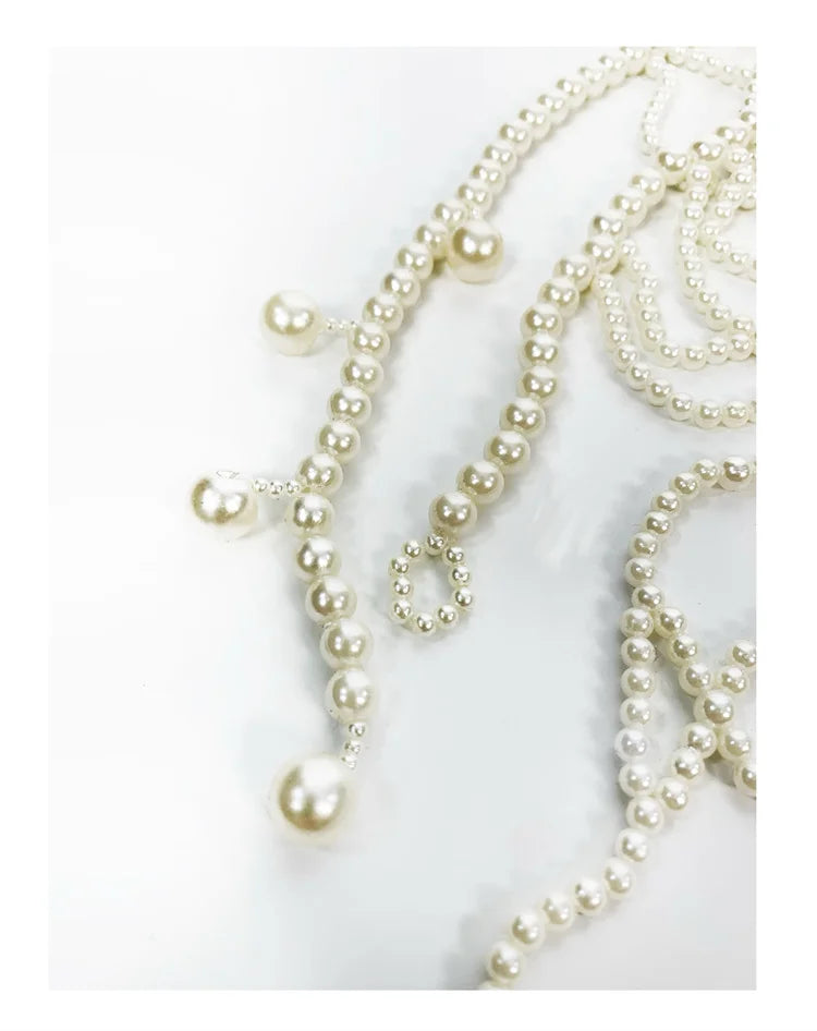 Newest 2025 Designer Hand weave Fashion Women's Long Pearls Beaded Dress