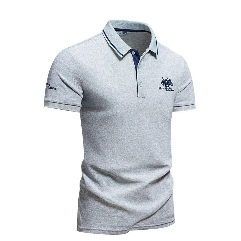 2025 summer Men's Short Sleeve Embroidered Polo T-Shirt Lightweight Casual Streetwear Lapel Vintage Business tshirts