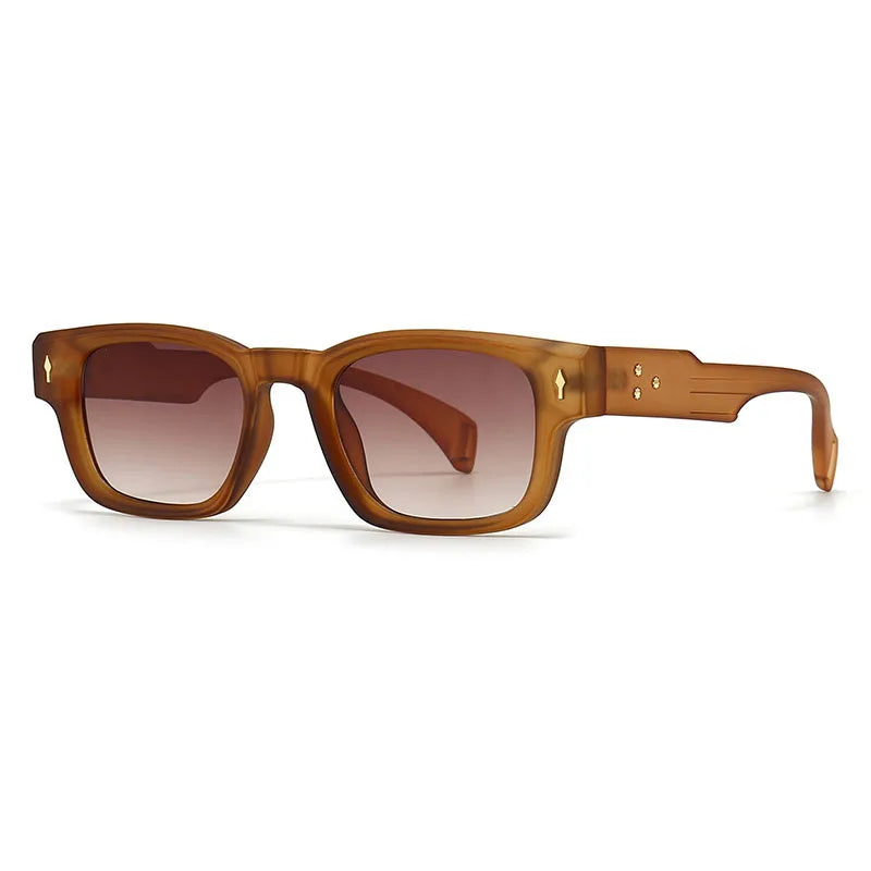 SHAUNA Retro Rivets Sunglasses Brand Designer Trending Rectangle Sun Glasses UV400