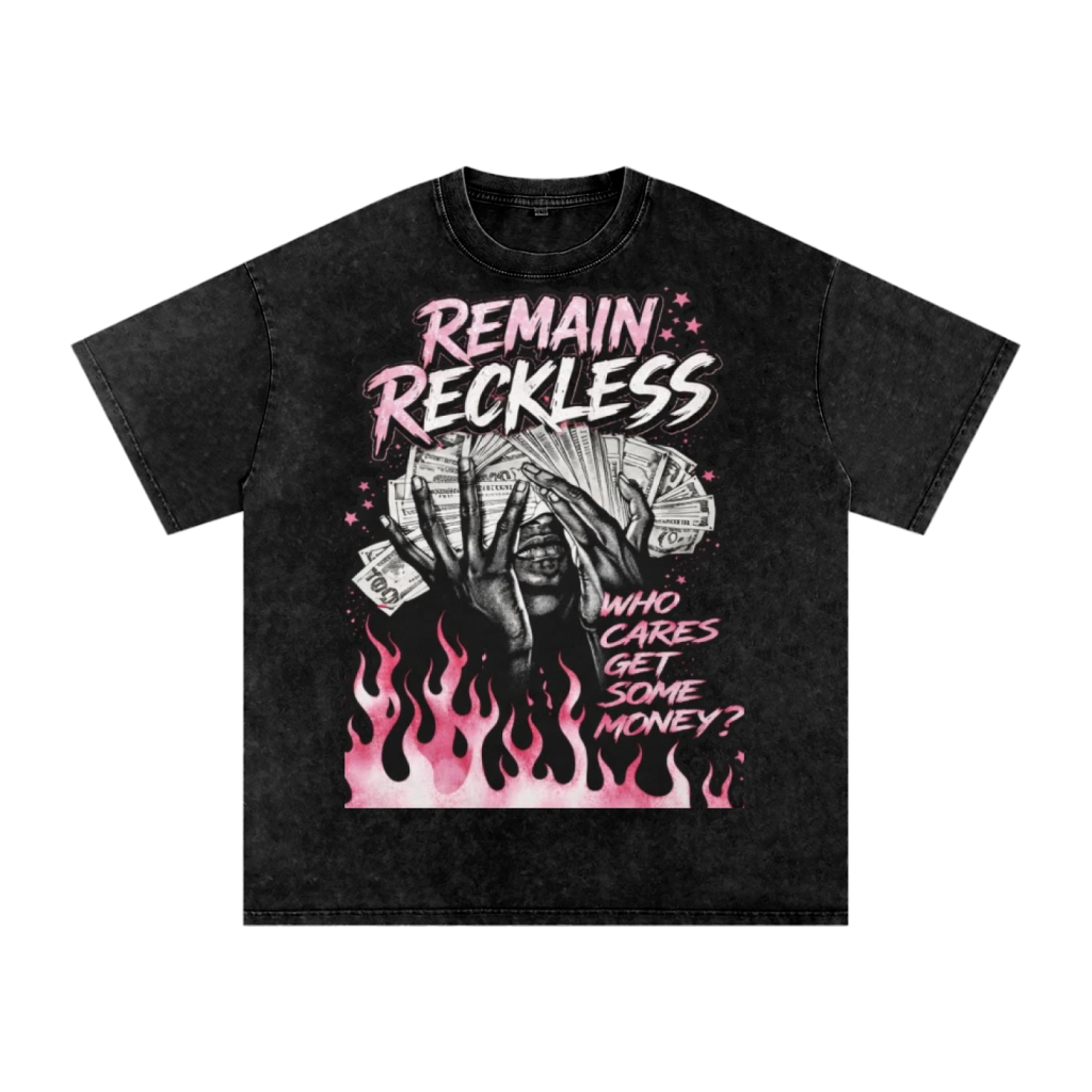 Remain Reckless Snow Washed Oversized Cotton T-Shirt