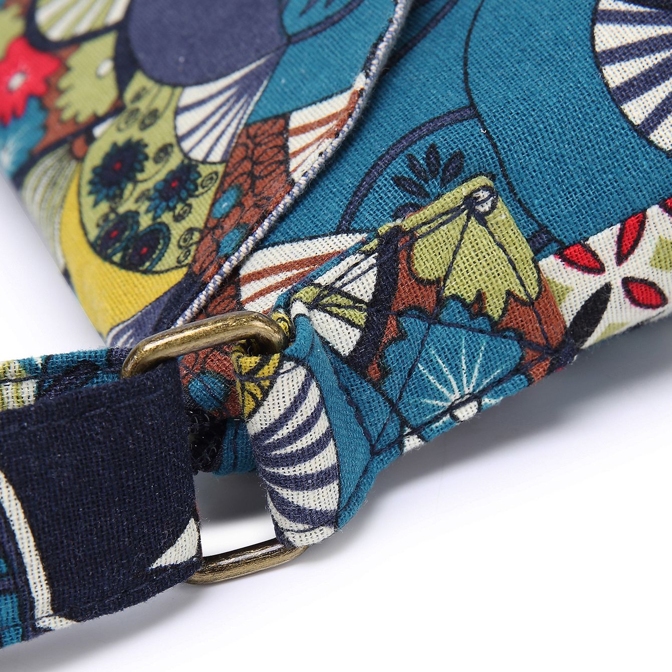 Ethnic Style Crossbody Bag, Vintage Floral Print Bucket Bag, Women's Fabric Flap Purse