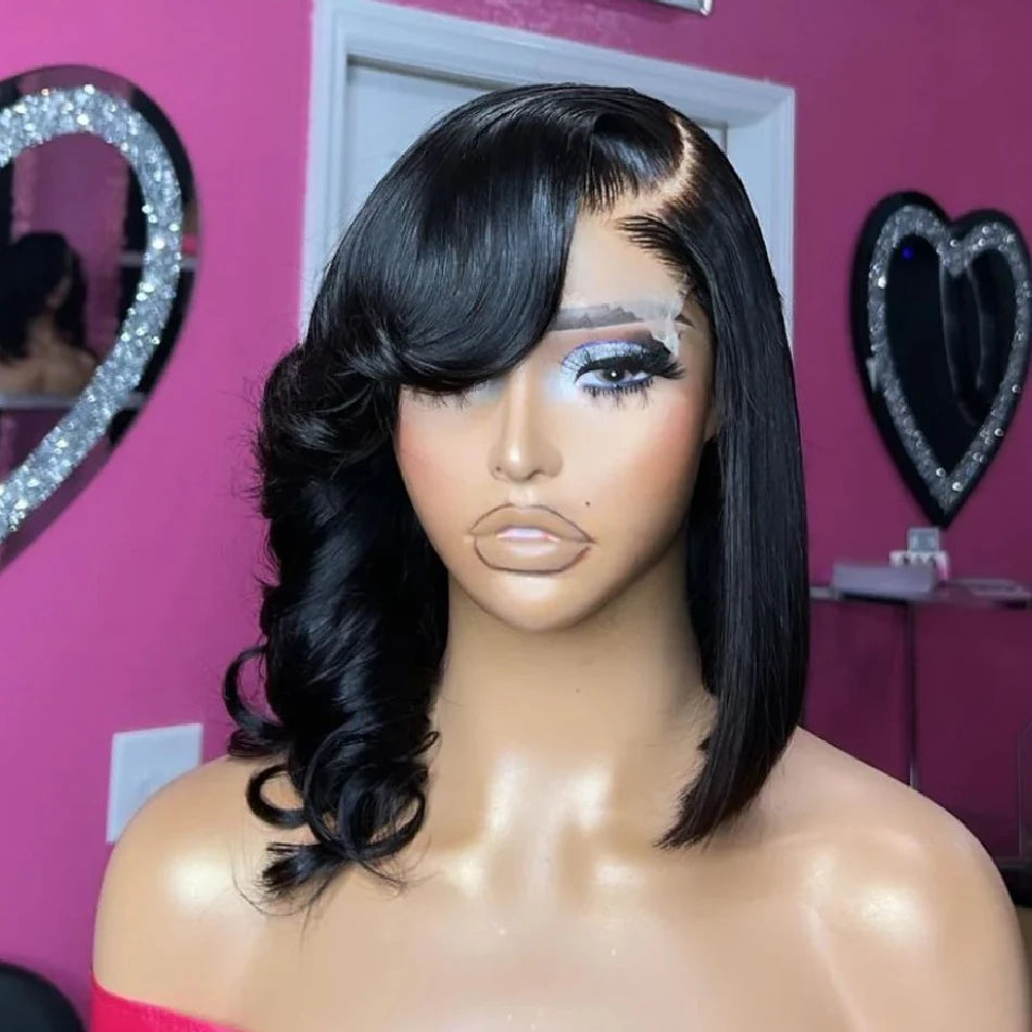13x4 HD Transparent Lace Front Wigs Pre Plucked 250 Density Brazilian Straight Human hair Wigs for Women Trendy Layered Cut Wavy