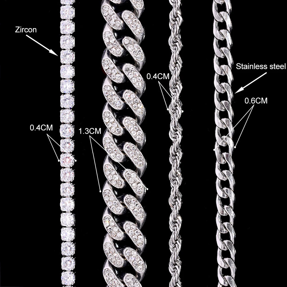 New A-Z Cursive Letter Heart Pendant Iced Out Cuban Necklace For Women Initial Zircon Link Chain Necklace Choker Hip hop Jewelry