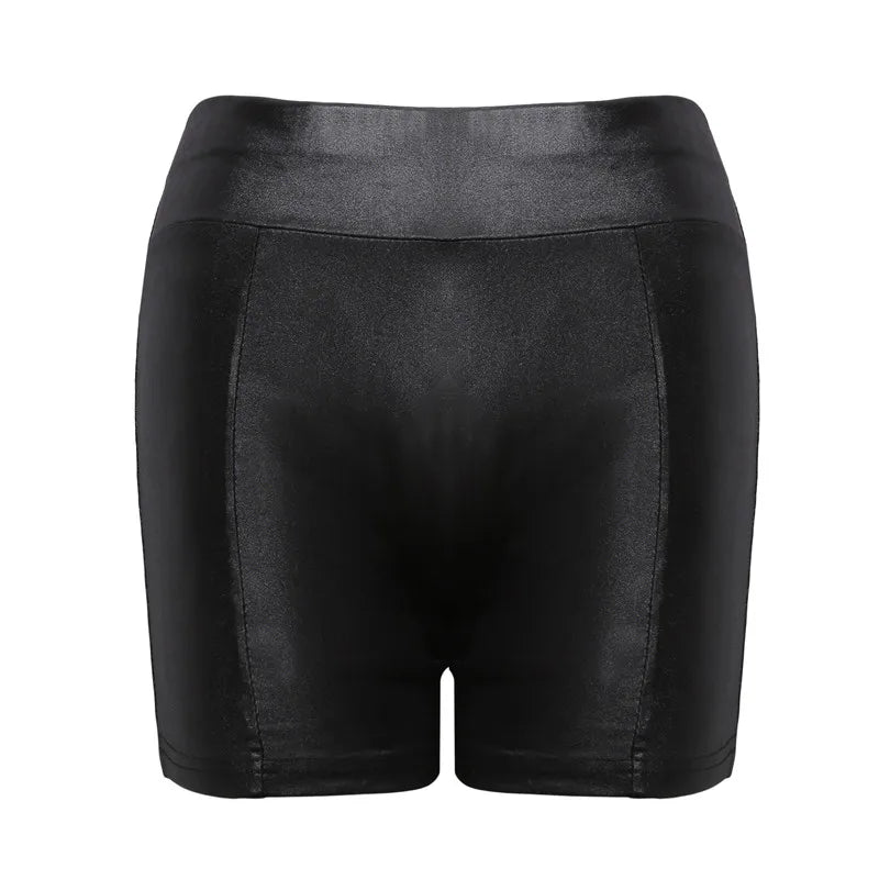 2023 Sexy Womens Shorts Shiny Elastic High Waist Shiny Faux PU Leather Short Pants Slim Hot Dance Clubwear Mini Shorts