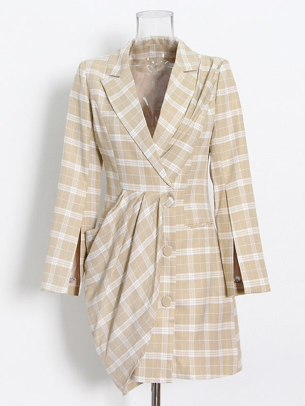 French-Style Short Skirt 2026 Spring New Fashion Sexy Design Slim Fit Plaid Suit Dress for Women
