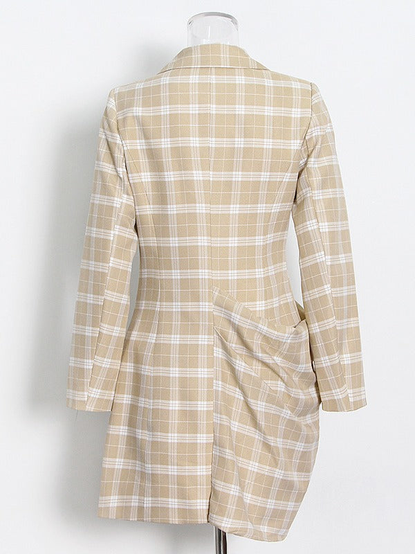 French-Style Short Skirt 2026 Spring New Fashion Sexy Design Slim Fit Plaid Suit Dress for Women