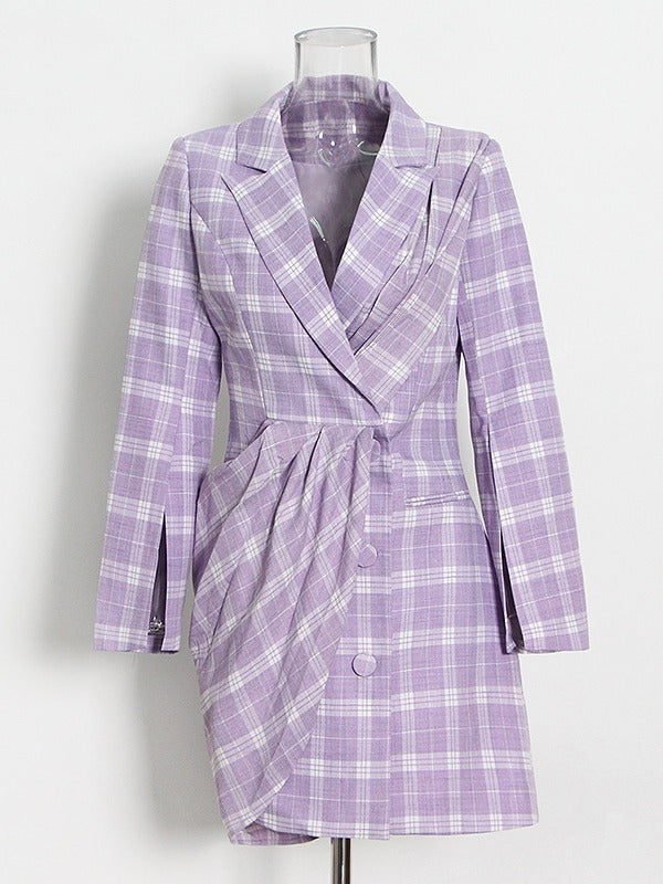 French-Style Short Skirt 2026 Spring New Fashion Sexy Design Slim Fit Plaid Suit Dress for Women