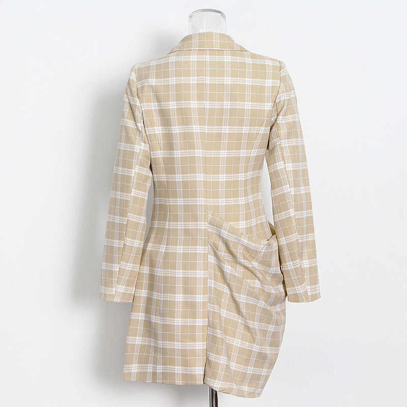 French-Style Short Skirt 2026 Spring New Fashion Sexy Design Slim Fit Plaid Suit Dress for Women