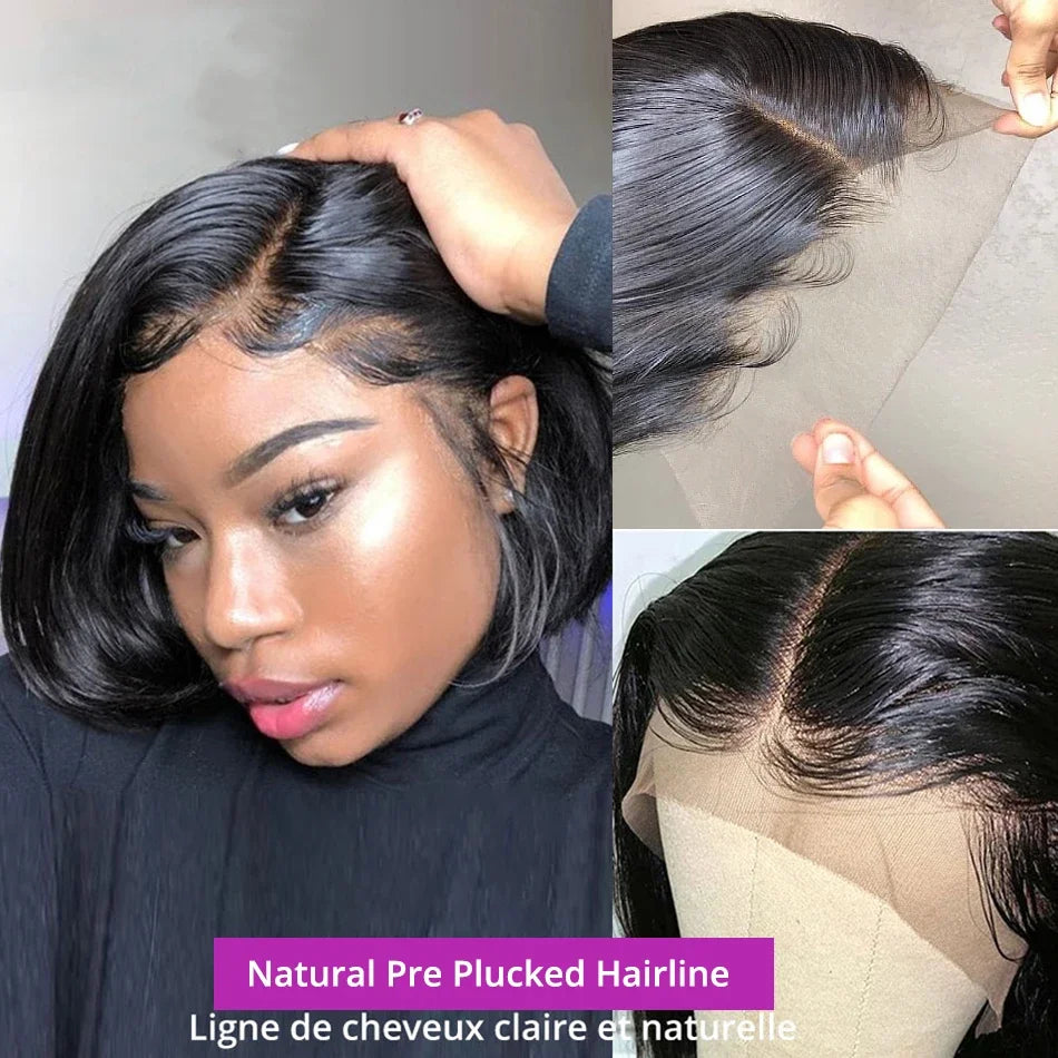 250% Density 13x4 13x6 HD Lace Front Human Hair Wigs For Women Brazilian Straight Short Bob Glueless Wigs 7x5 Lace Frontal Wigs