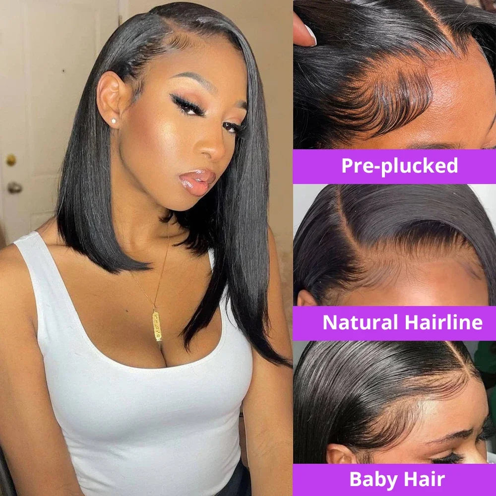 250% Density 13x4 13x6 HD Lace Front Human Hair Wigs For Women Brazilian Straight Short Bob Glueless Wigs 7x5 Lace Frontal Wigs