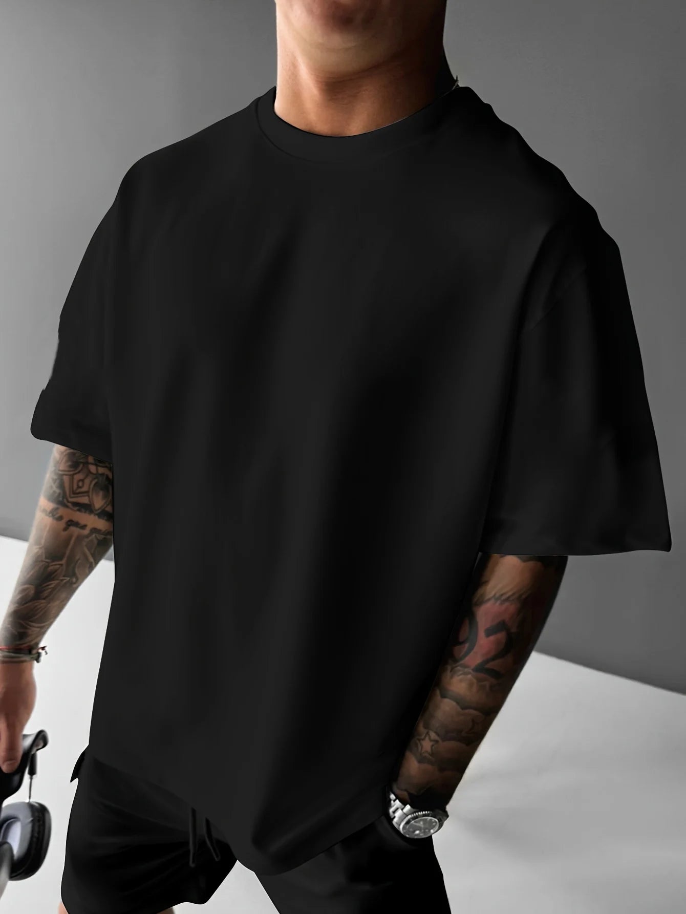 Men's summer 100% pure cotton fashionable casual loose never give up graphic printed round neck short sleeved T-shirt top