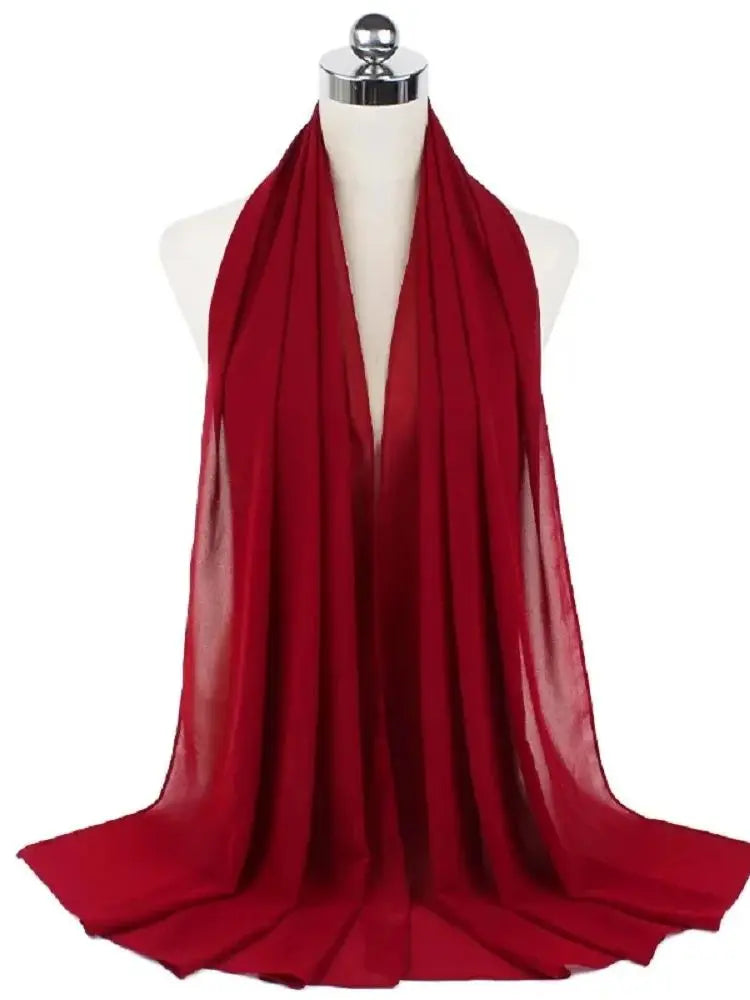 New Fashion Women Solid Chiffon Headscarf Ready To Wear Instant Hijab Scarf Muslim Shawl Islamic Hijabs Arab Wrap Head Scarves