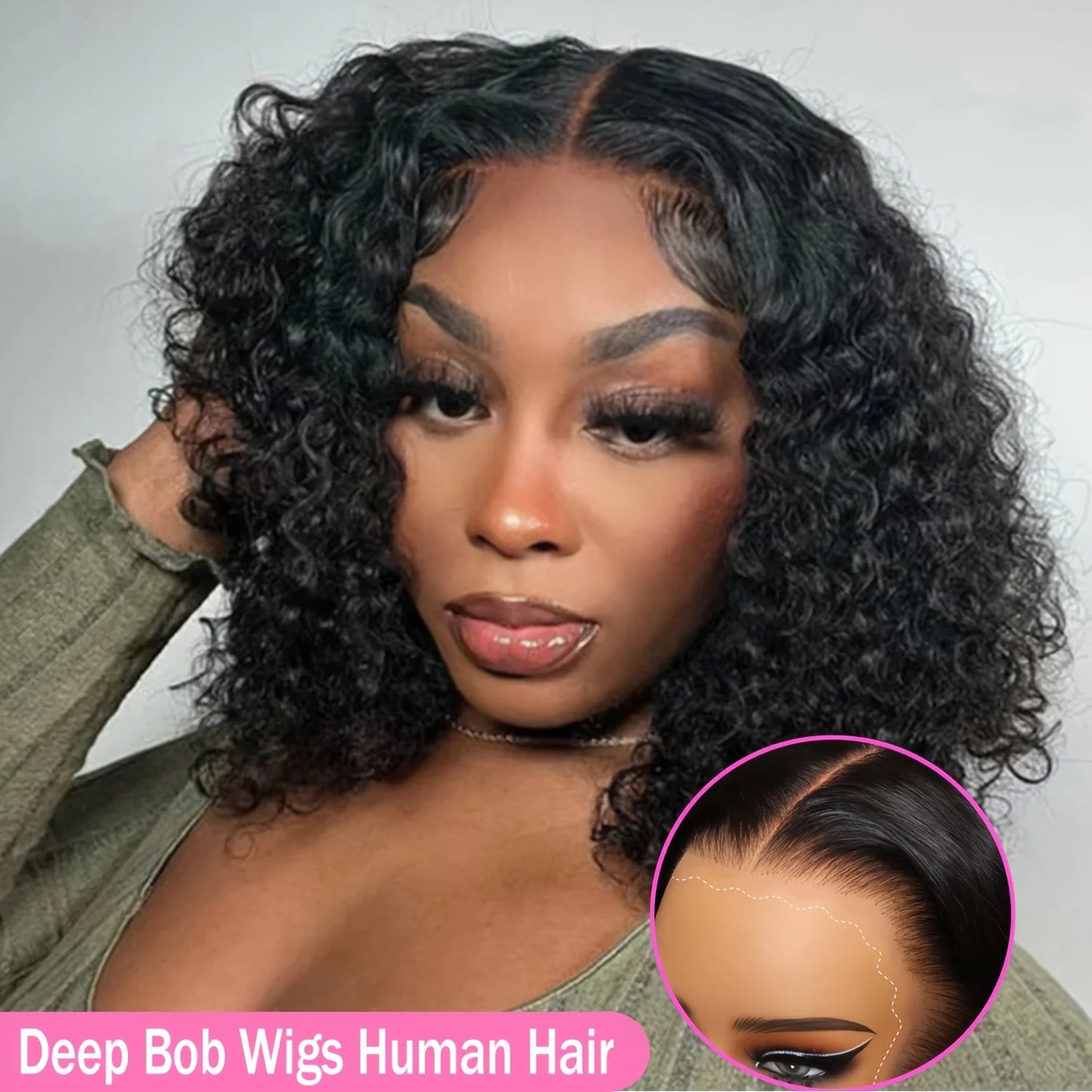 13x4 Burmese Curly Deep Wave Curly Human Hair Wig Glueless Wet and Wavy Lace Front Human Hair Wigs For Woman on Clearance Sale