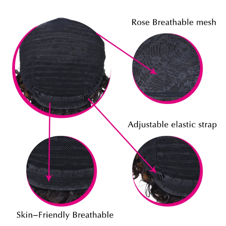 Afro Kinky Curly Wave Wig 150% Density 6Inch Pixie Cut Afro Kinky Curly Human Hair Wig for Women Full Machine Made Wig