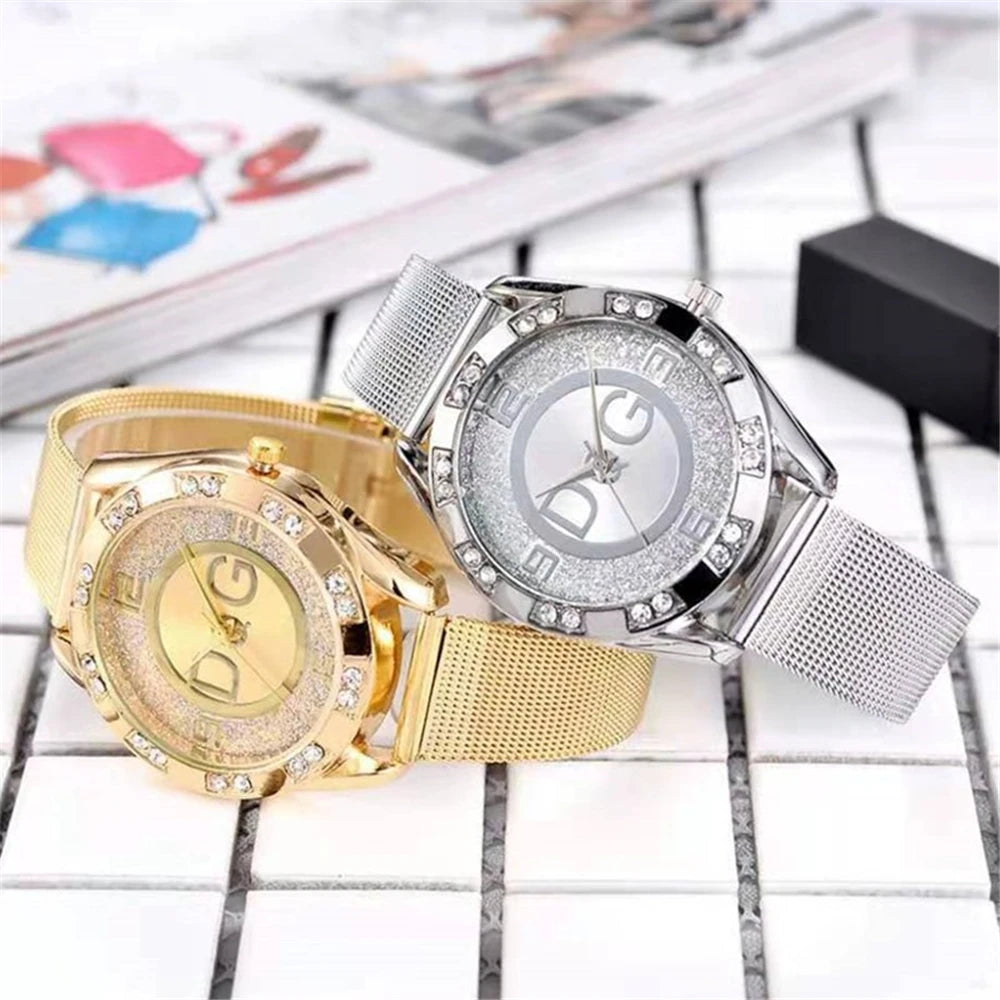 Luxury Brand Women's watches With Diamonds Simple Digital Design Ladies' Quartz Watch Casual Gold Mesh Belt Women Clock Strap