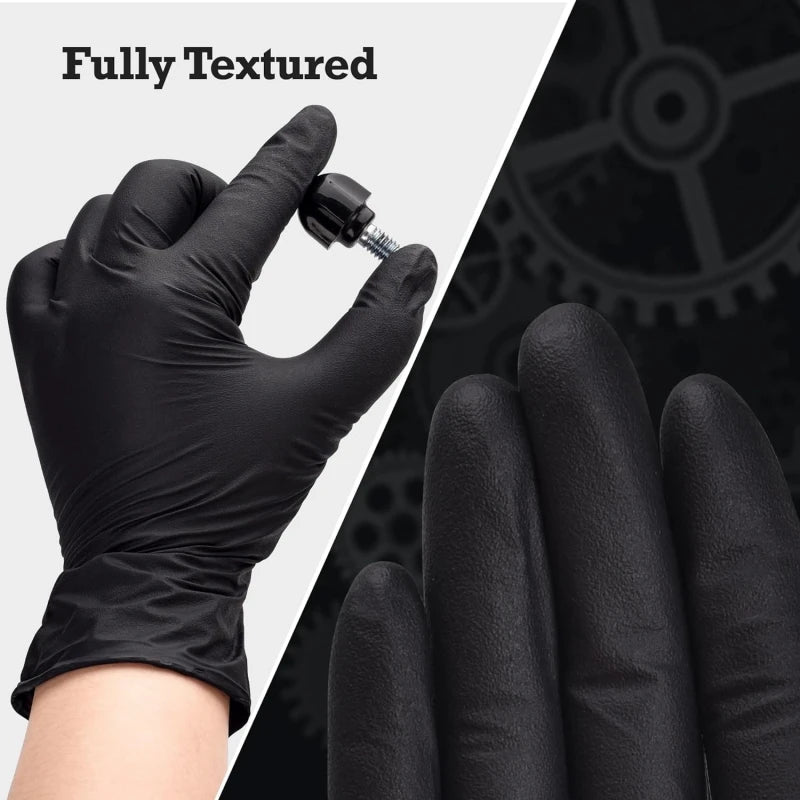 20/50/100PCS Black Nitrile Gloves Disposable Household Cleaning Gloves Large Textured Industrial Mechanic Hair Dye Tattoo Gloves