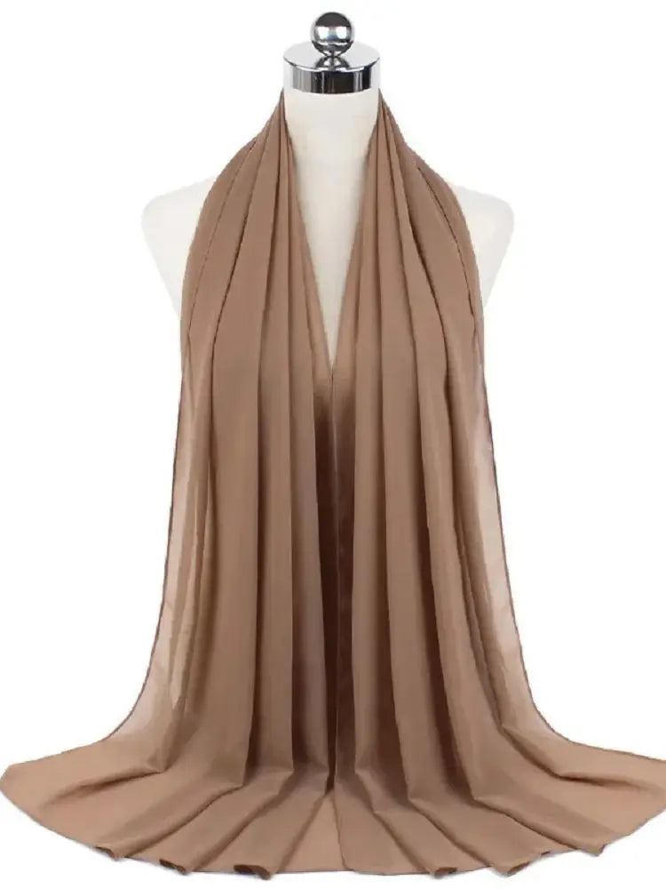 New Fashion Women Solid Chiffon Headscarf Ready To Wear Instant Hijab Scarf Muslim Shawl Islamic Hijabs Arab Wrap Head Scarves