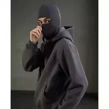 Balaclava Men Zip Hoodie Winter Warm Casual Sweatshirt Y2K with Hooded Face Mask Zipper Design Sports Jacket Outdoor Activities