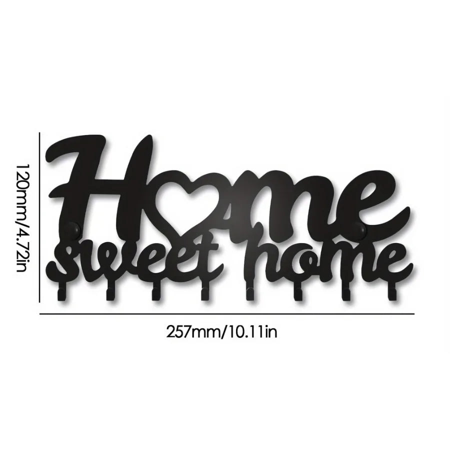 1pc Black Metal Keys Holder, Key Holder for Wall, Wall Mounted WELCOME Design Style Key Rack for Key Hanger With 8 Hooks
