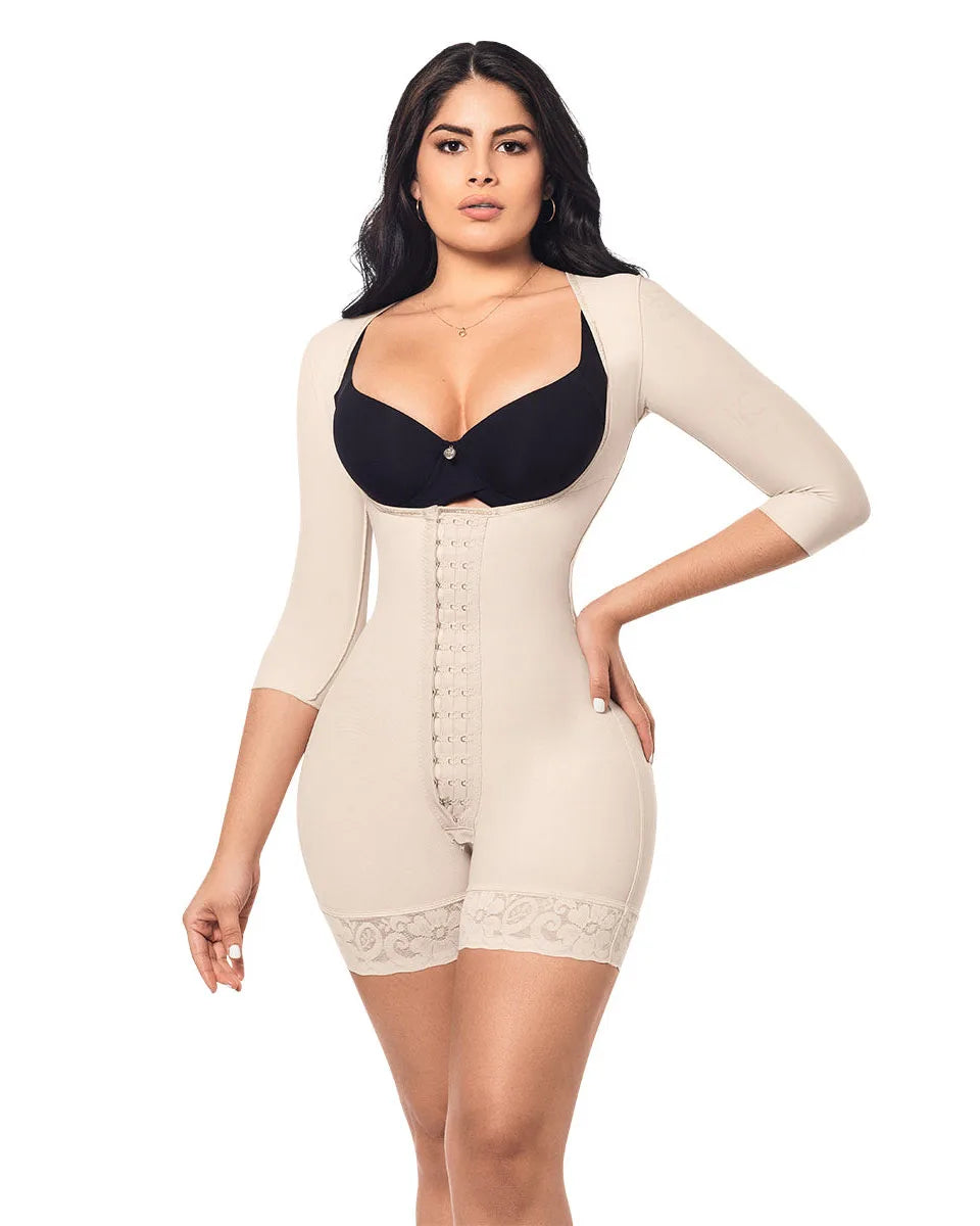 Faja Colombianas Open-Bust Long Sleeves Bodysuit Waist Trainer Women Body Shapers Elastic Tummy Control Lift Up Corset Shapewear