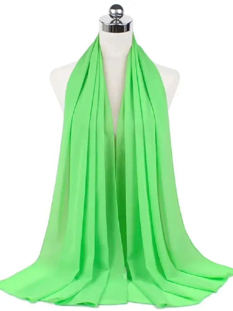 New Fashion Women Solid Chiffon Headscarf Ready To Wear Instant Hijab Scarf Muslim Shawl Islamic Hijabs Arab Wrap Head Scarves