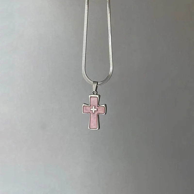 Hot Girl Style Wine Red Leather Cross Choker Collarbone Chain Whitening Necklace