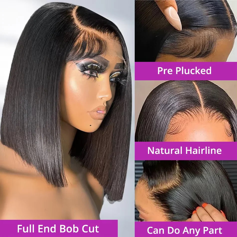 250% Density 13x4 13x6 HD Lace Front Human Hair Wigs For Women Brazilian Straight Short Bob Glueless Wigs 7x5 Lace Frontal Wigs