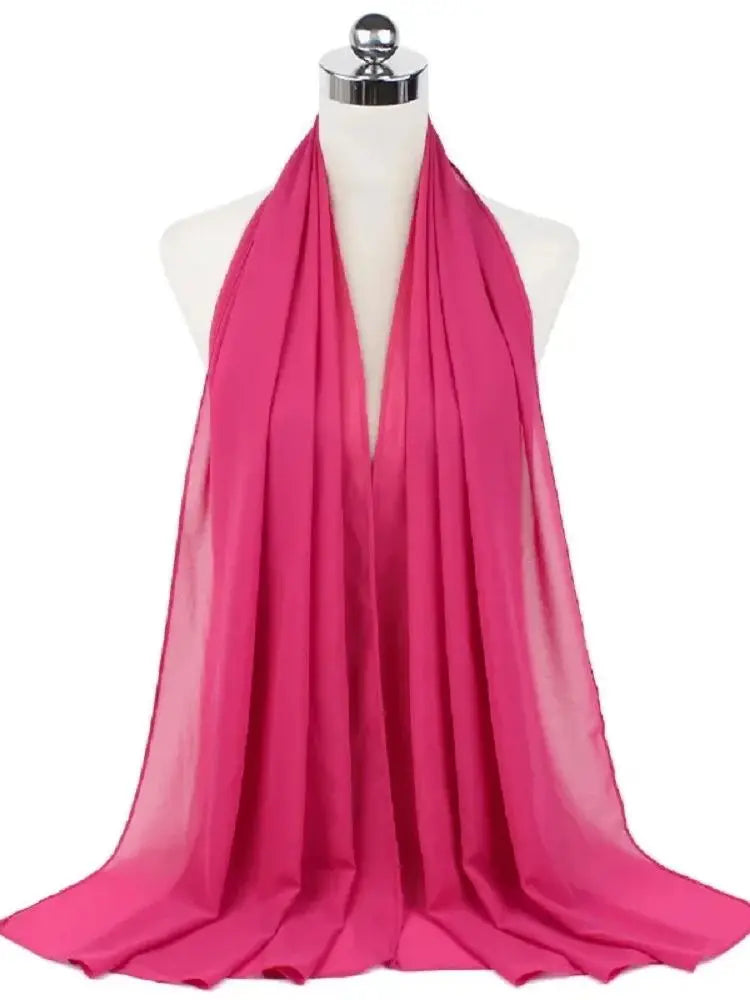 New Fashion Women Solid Chiffon Headscarf Ready To Wear Instant Hijab Scarf Muslim Shawl Islamic Hijabs Arab Wrap Head Scarves
