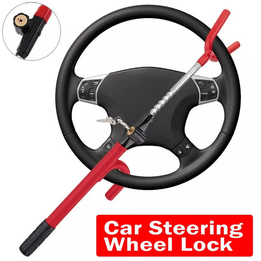 Universal Steering Wheel Lock Anti Theft Double Hook Extendable Anti-theft Security with Key For Car Van Truck SUV