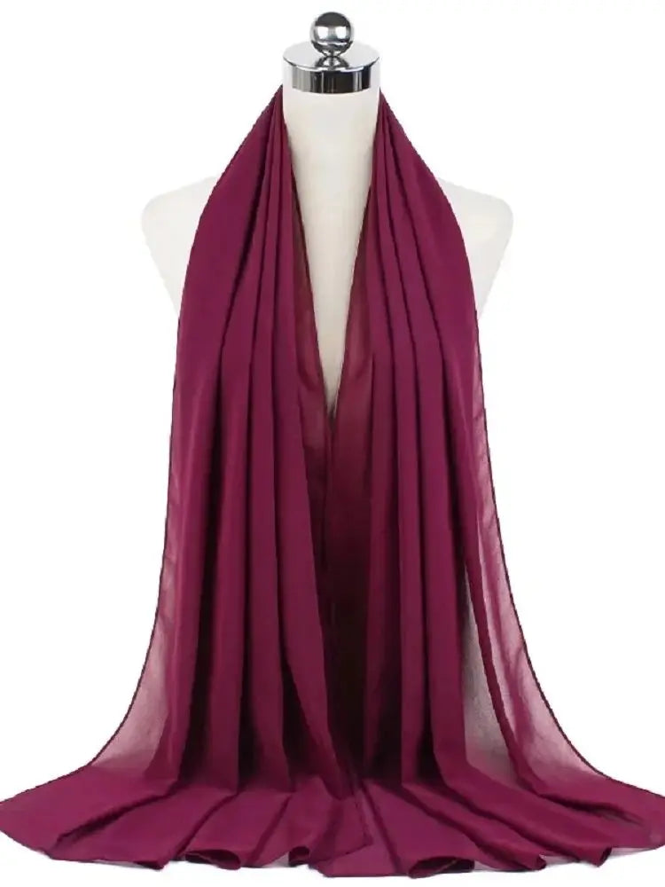 New Fashion Women Solid Chiffon Headscarf Ready To Wear Instant Hijab Scarf Muslim Shawl Islamic Hijabs Arab Wrap Head Scarves