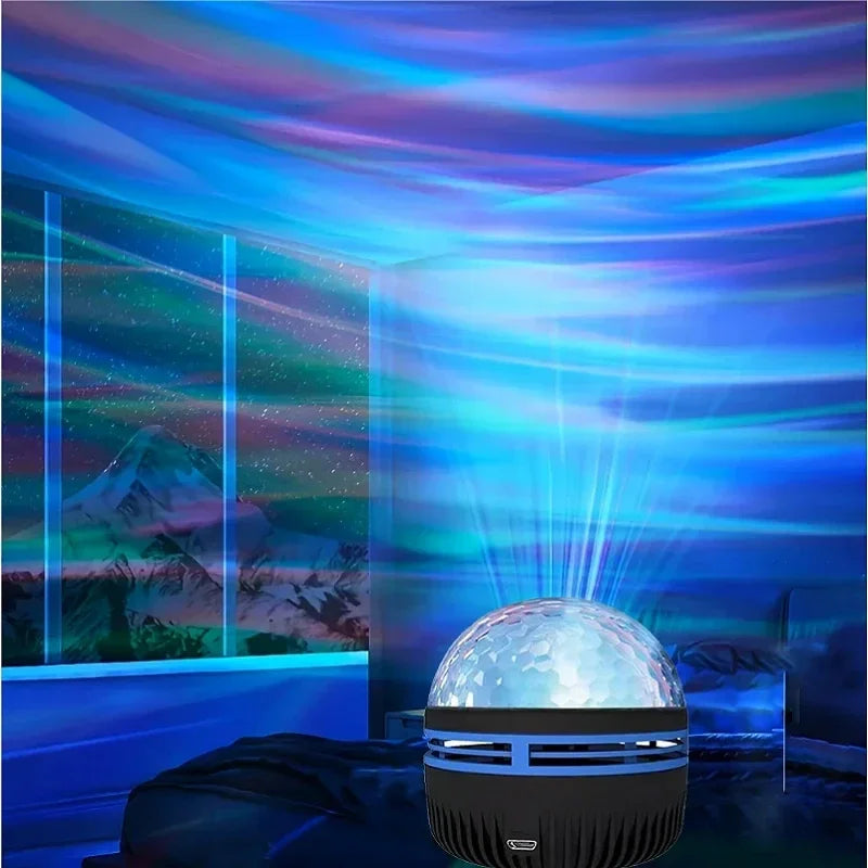 LED Ocean Wave Starry Sky Projector Lamp 1pc 7 Colors Remote Control USB Powered for Kids Room Bedroom Party Ambient Light