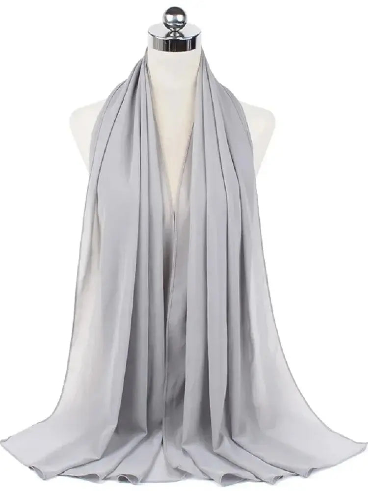 New Fashion Women Solid Chiffon Headscarf Ready To Wear Instant Hijab Scarf Muslim Shawl Islamic Hijabs Arab Wrap Head Scarves