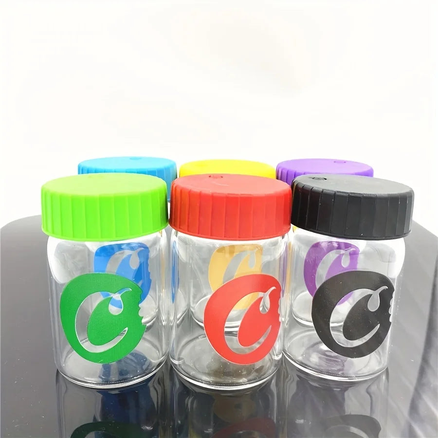 1Pc Glass Jar with Led Light Smoking Storage Bottle Light-Up Air Tight Magnifying Viewing Multi-Use Container