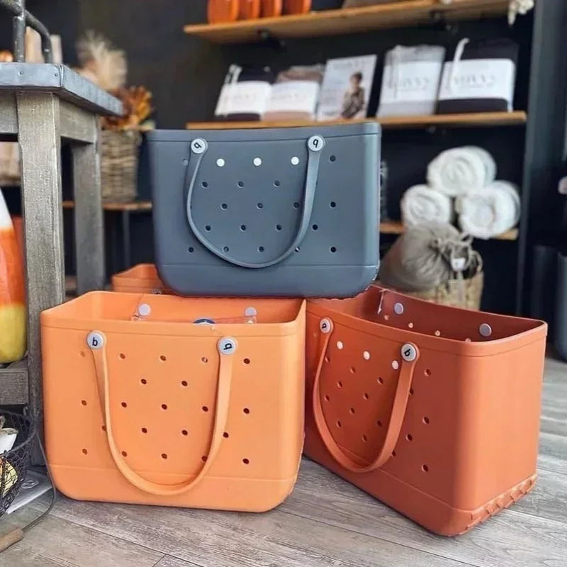 XL Beach Croc Bag EVA Rubber Waterproof Travel Picnic Storage Basket Extra Large Women Shopping Handbag Sac Jelly Beach Tote Bag