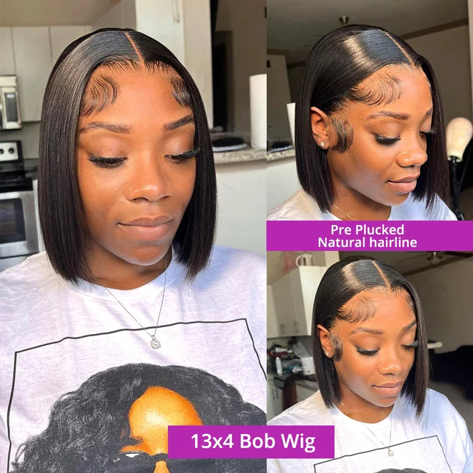 250% Density 13x4 13x6 HD Lace Front Human Hair Wigs For Women Brazilian Straight Short Bob Glueless Wigs 7x5 Lace Frontal Wigs