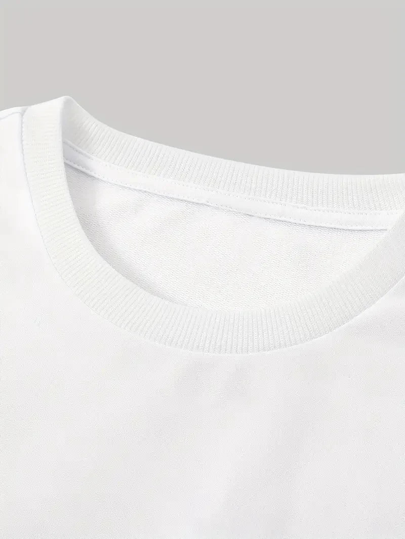 Men's summer 100% pure cotton fashionable casual loose never give up graphic printed round neck short sleeved T-shirt top