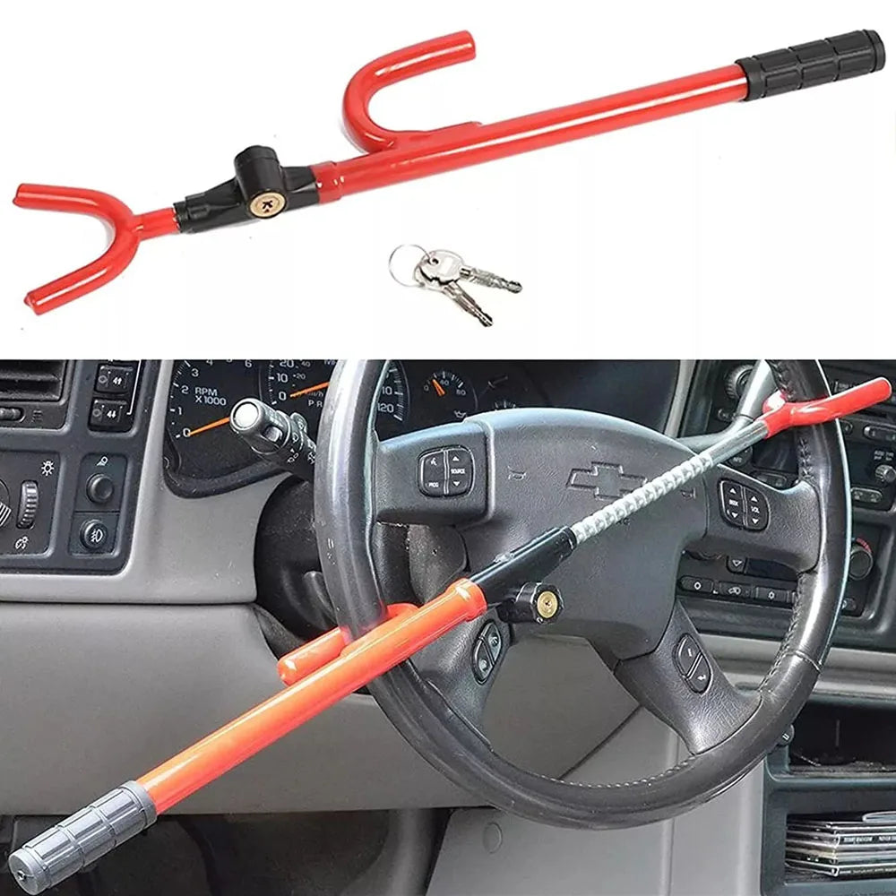 Universal Steering Wheel Lock Anti Theft Double Hook Extendable Anti-theft Security with Key For Car Van Truck SUV