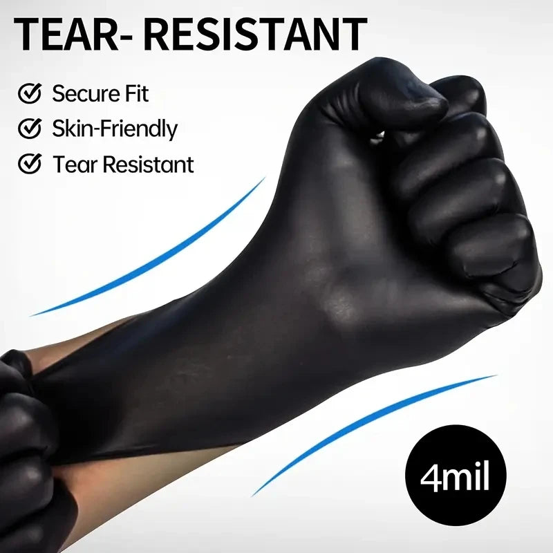 20/50/100PCS Black Nitrile Gloves Disposable Household Cleaning Gloves Large Textured Industrial Mechanic Hair Dye Tattoo Gloves
