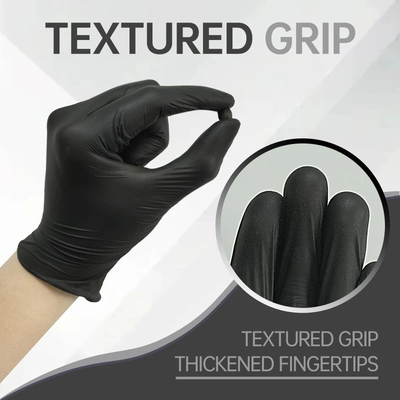20/50/100PCS Black Nitrile Gloves Disposable Household Cleaning Gloves Large Textured Industrial Mechanic Hair Dye Tattoo Gloves